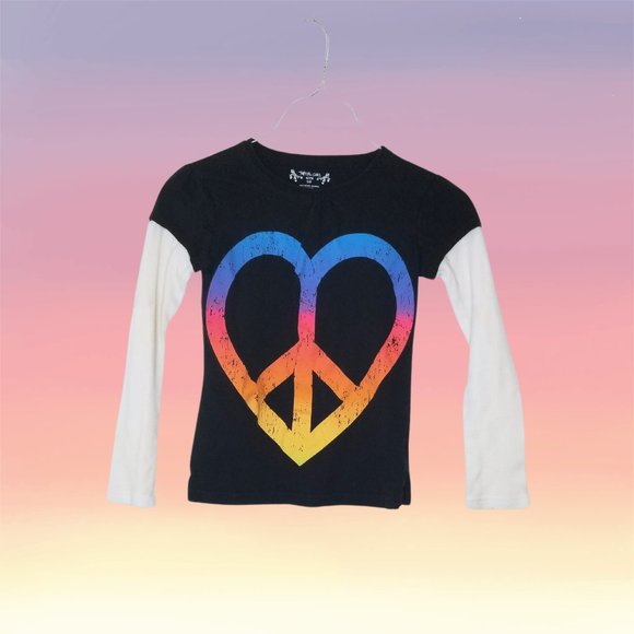 total girl Other - Total Girl Love and Peace Long Sleeve Layered T-shirt, Size 7-8.